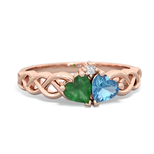 emerald-blue topaz celtic braid ring