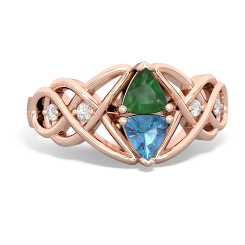 emerald-blue topaz celtic knot ring