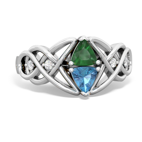 emerald-blue topaz celtic knot ring