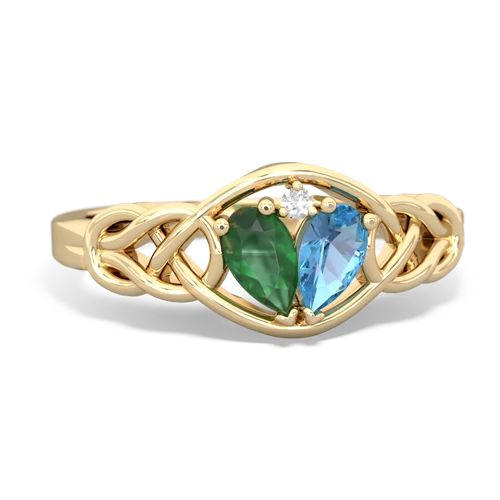 Emerald Genuine Emerald with Genuine Swiss Blue Topaz Celtic Love Knot ring Ring