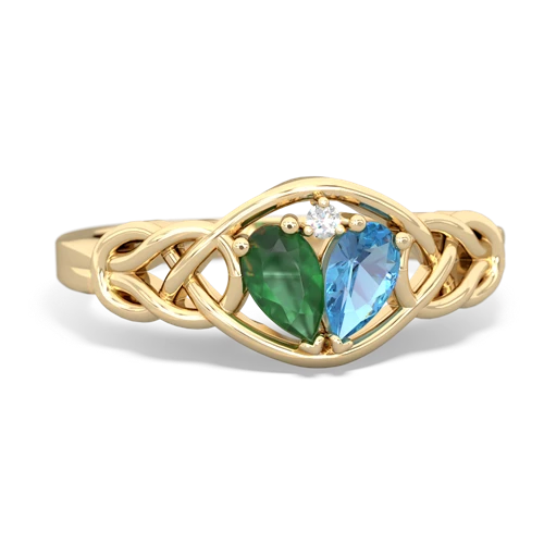 emerald-blue topaz celtic knot ring