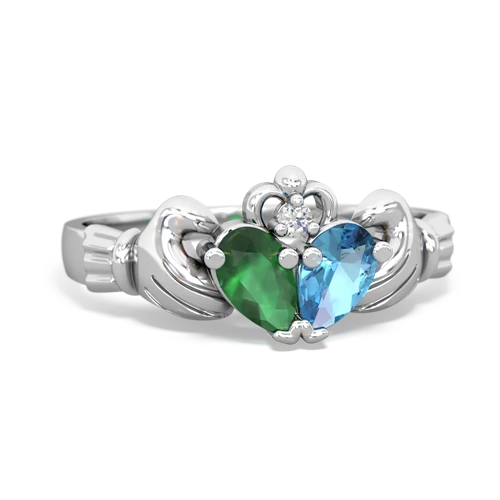 emerald-blue topaz claddagh ring