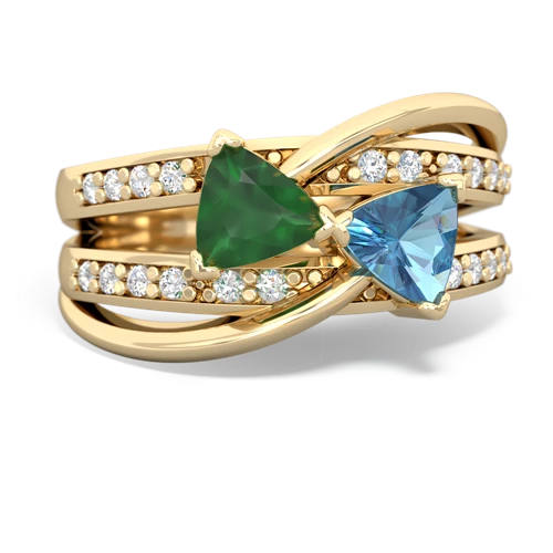 Emerald Genuine Emerald with Genuine Swiss Blue Topaz Bowtie ring Ring
