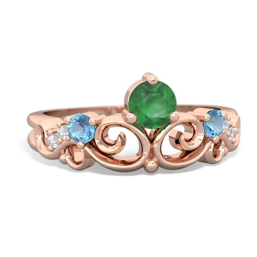 Emerald Genuine Emerald with Genuine Swiss Blue Topaz and  Crown Keepsake ring Ring