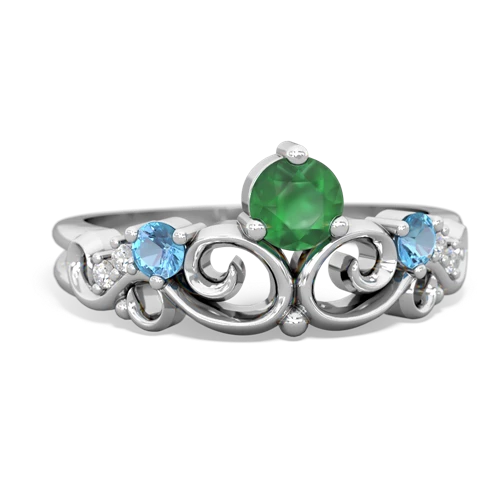 Emerald Genuine Emerald with Genuine Swiss Blue Topaz and Lab Created Pink Sapphire Crown Keepsake ring Ring