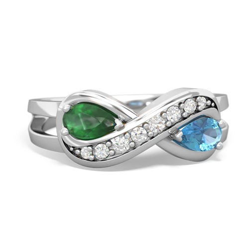 emerald-blue topaz diamond infinity ring