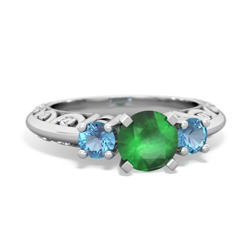 emerald-blue topaz engagement ring