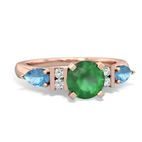 Emerald Genuine Emerald with Genuine Swiss Blue Topaz and  Engagement ring Ring