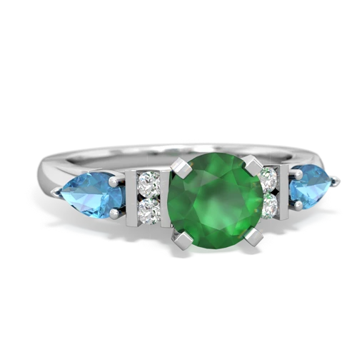 Emerald Genuine Emerald with Genuine Swiss Blue Topaz and Lab Created Emerald Engagement ring Ring