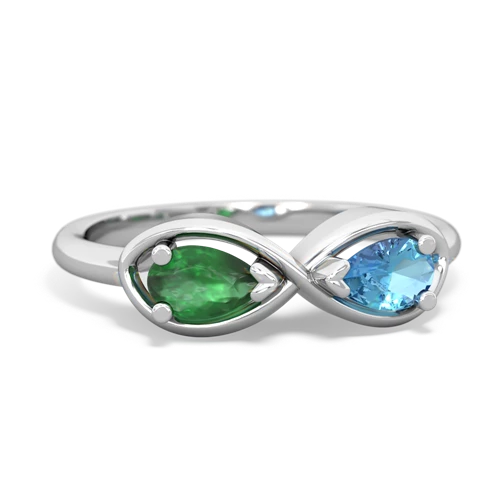Emerald Genuine Emerald with Genuine Swiss Blue Topaz Infinity ring Ring