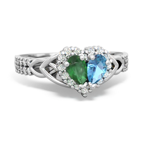 Emerald Genuine Emerald with Genuine Swiss Blue Topaz Celtic Knot Engagement ring Ring