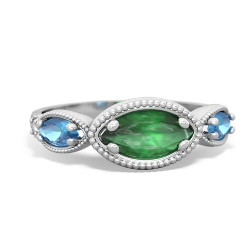 emerald-blue topaz milgrain marquise ring