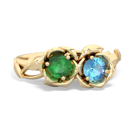 emerald-blue topaz roses ring