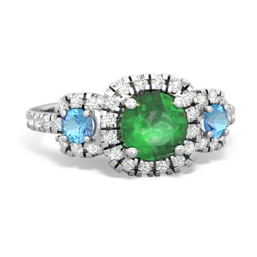 Emerald Genuine Emerald with Genuine Swiss Blue Topaz and  Regal Halo ring Ring