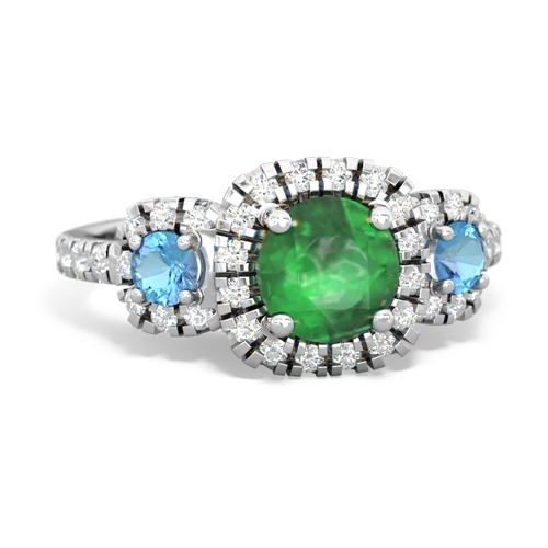 emerald-blue topaz three stone regal ring