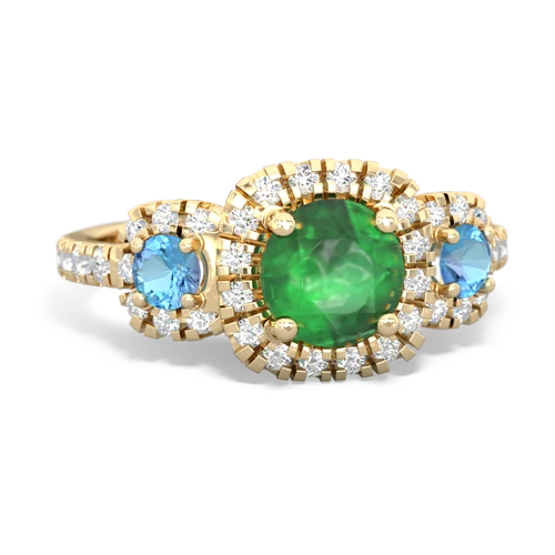 emerald-blue topaz three stone regal ring