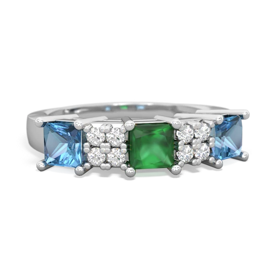 Emerald Genuine Emerald with Genuine Swiss Blue Topaz and Lab Created Pink Sapphire Three Stone ring Ring