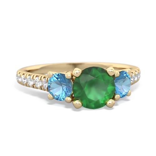 Emerald Genuine Emerald with Genuine Swiss Blue Topaz and  Pave Trellis ring Ring