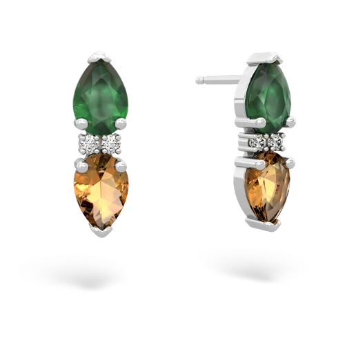 emerald-citrine bowtie earrings