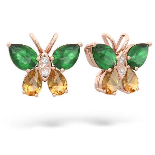 emerald-citrine butterfly earrings