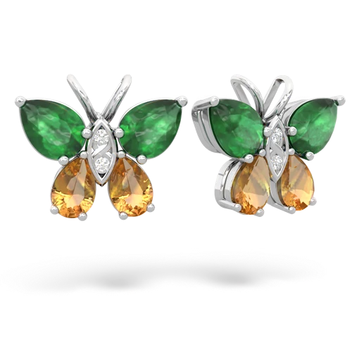 emerald-citrine butterfly earrings