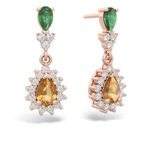 emerald-citrine dangle earrings