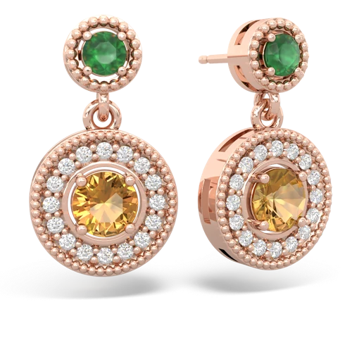 emerald-citrine halo earrings