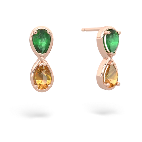 emerald-citrine infinity earrings
