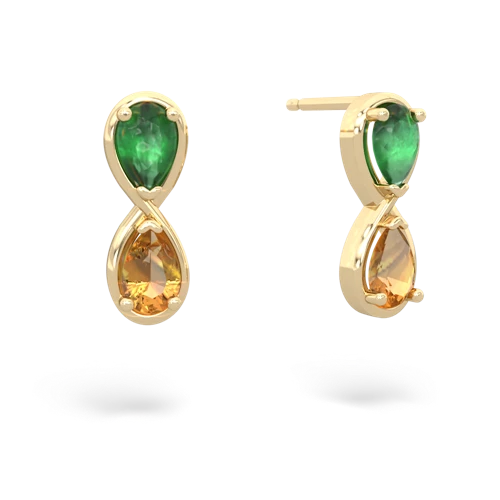 emerald-citrine infinity earrings