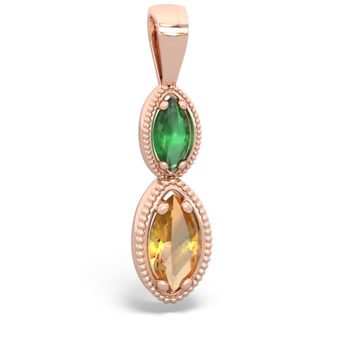 emerald-citrine antique milgrain pendant