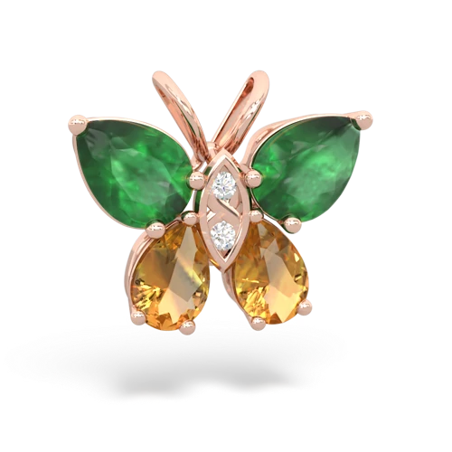 emerald-citrine butterfly pendant