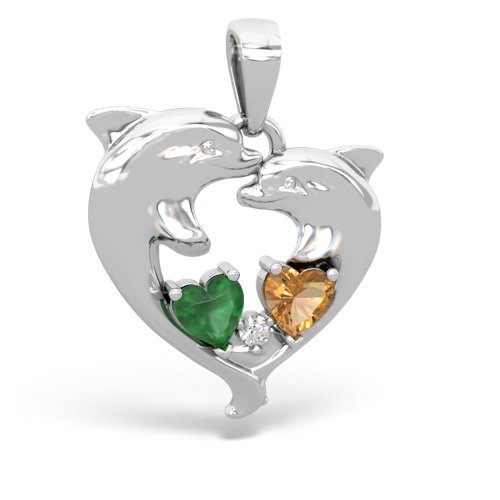 emerald-citrine dolphins pendant