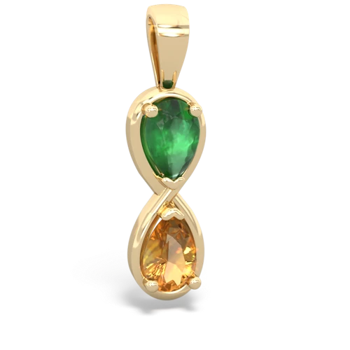 Emerald Genuine Emerald with Genuine Citrine Infinity pendant Pendant