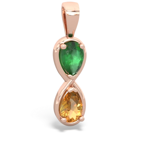 emerald-citrine infinity pendant