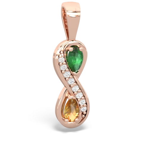 Emerald Genuine Emerald with Genuine Citrine Keepsake Infinity pendant Pendant