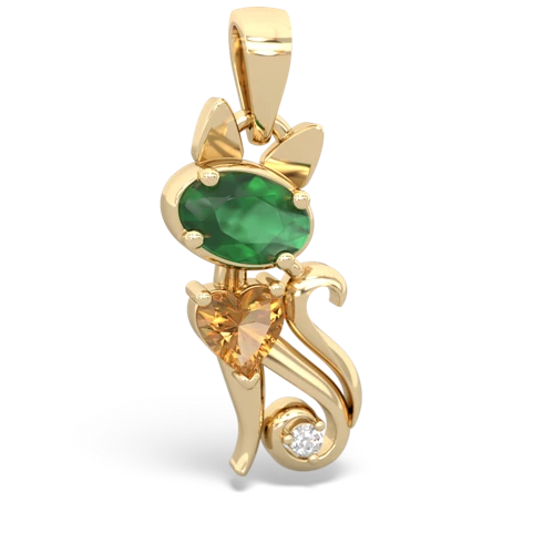 emerald-citrine kitten pendant