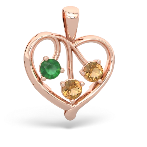 emerald-citrine love heart pendant