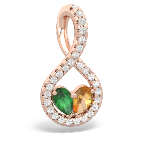 Emerald Genuine Emerald with Genuine Citrine PavÃ© Twist pendant Pendant