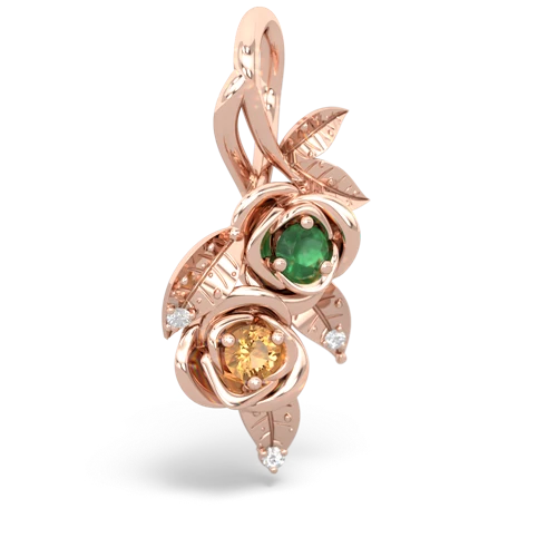 Emerald Genuine Emerald with Genuine Citrine Rose Vine pendant Pendant