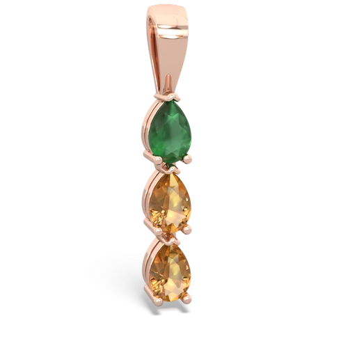 Emerald Genuine Emerald with Genuine Citrine and  Three Stone pendant Pendant