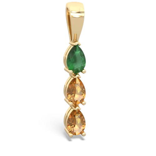 Emerald Genuine Emerald with Genuine Citrine and Genuine Fire Opal Three Stone pendant Pendant