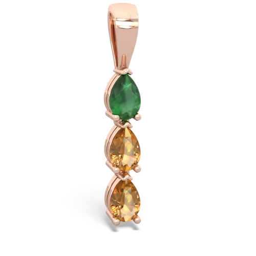 emerald-citrine three stone pendant