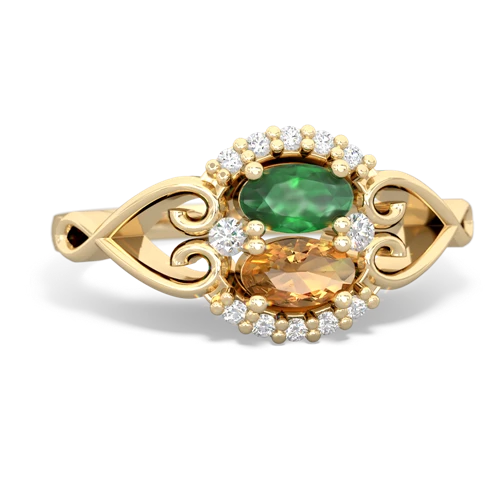 Emerald Genuine Emerald with Genuine Citrine Love Nest ring Ring