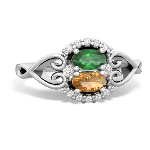 emerald-citrine antique keepsake ring