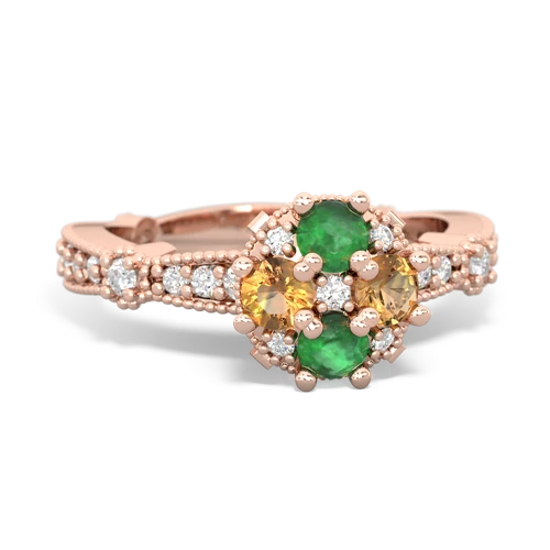 emerald-citrine art deco engagement ring