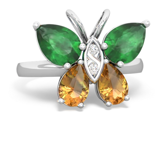 emerald-citrine butterfly ring