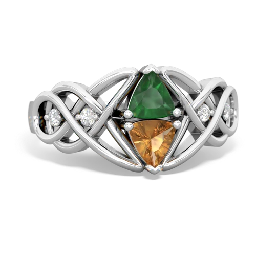 Emerald Genuine Emerald with Genuine Citrine Keepsake Celtic Knot ring Ring
