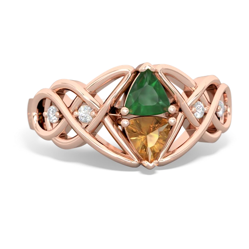 emerald-citrine celtic knot ring