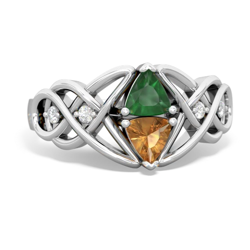 emerald-citrine celtic knot ring