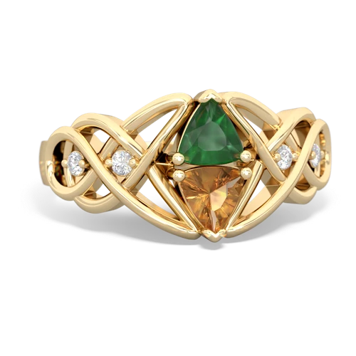 emerald-citrine celtic knot ring